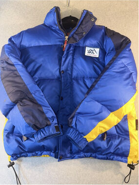 Majah Flavah Blue Yellow Puffer Jacket Men’s Size 105 XL Streetwear Coat